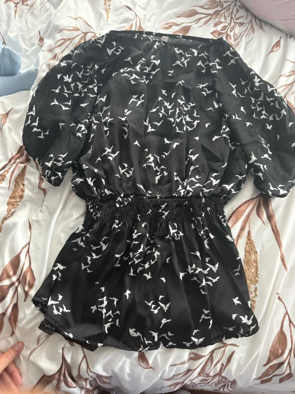 Xhilaration Black and White Bird Print Blouse